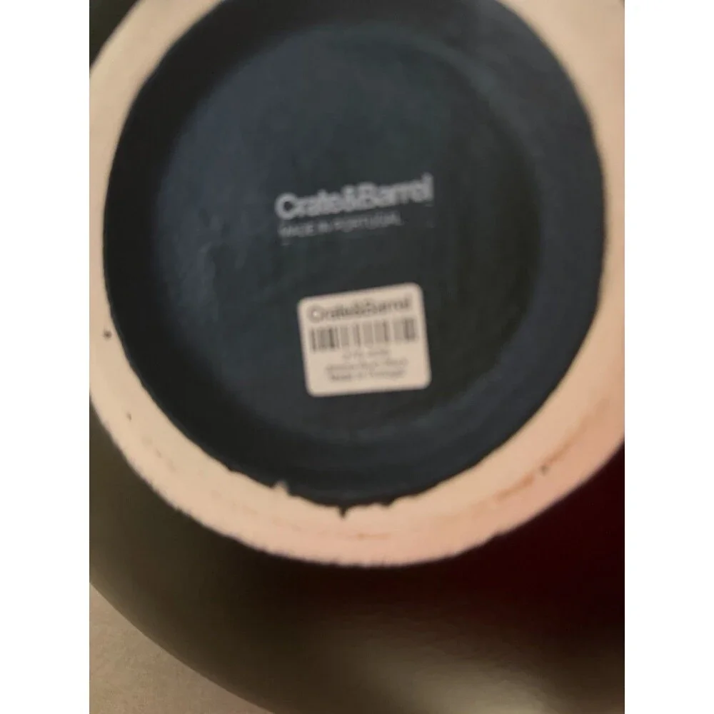 Crate & Barrel Black Matte Ceramic Round Bowl Made in Portugal